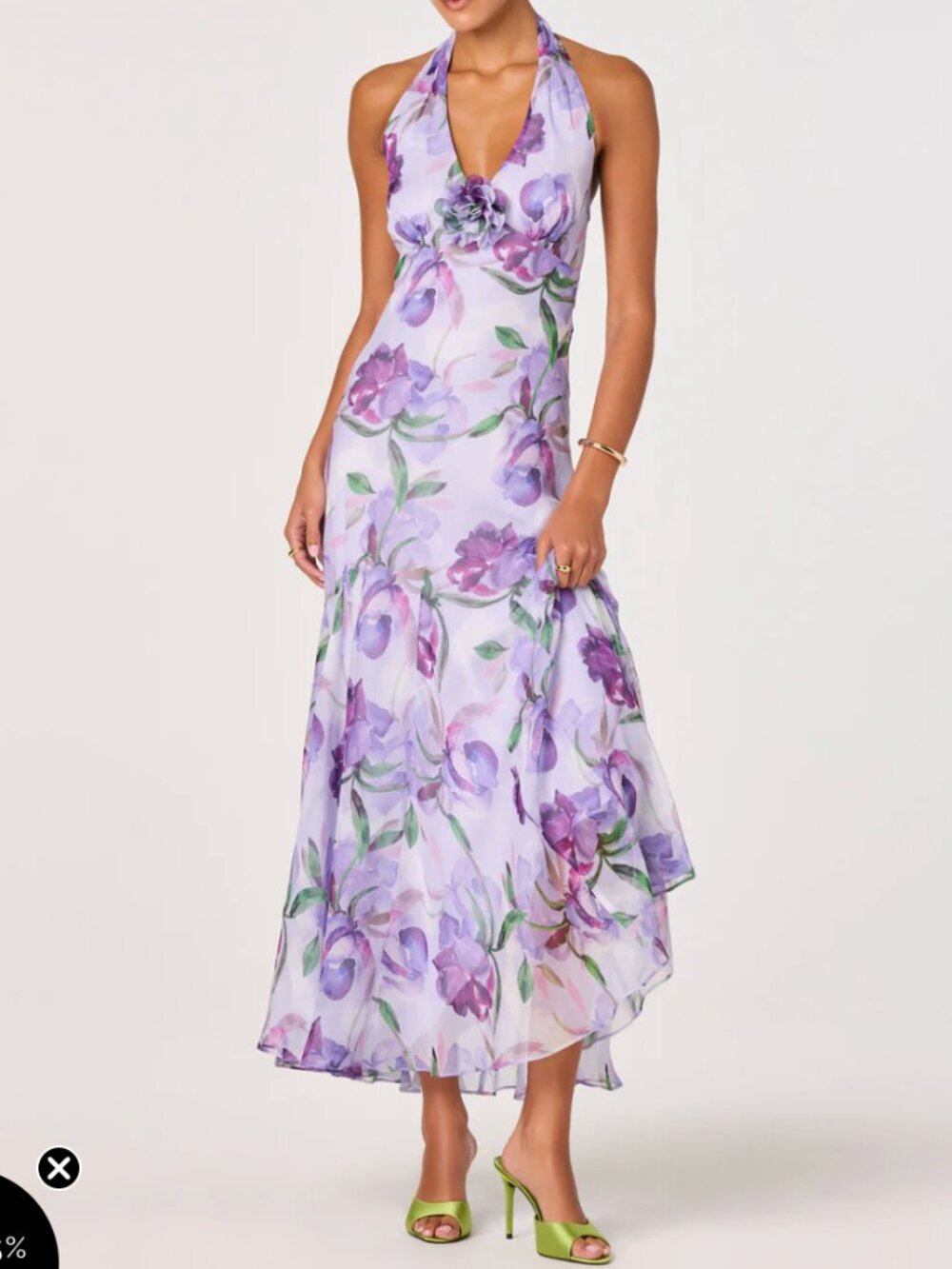 Astr Yasmeen Floral Halter Godet Maxi Dress